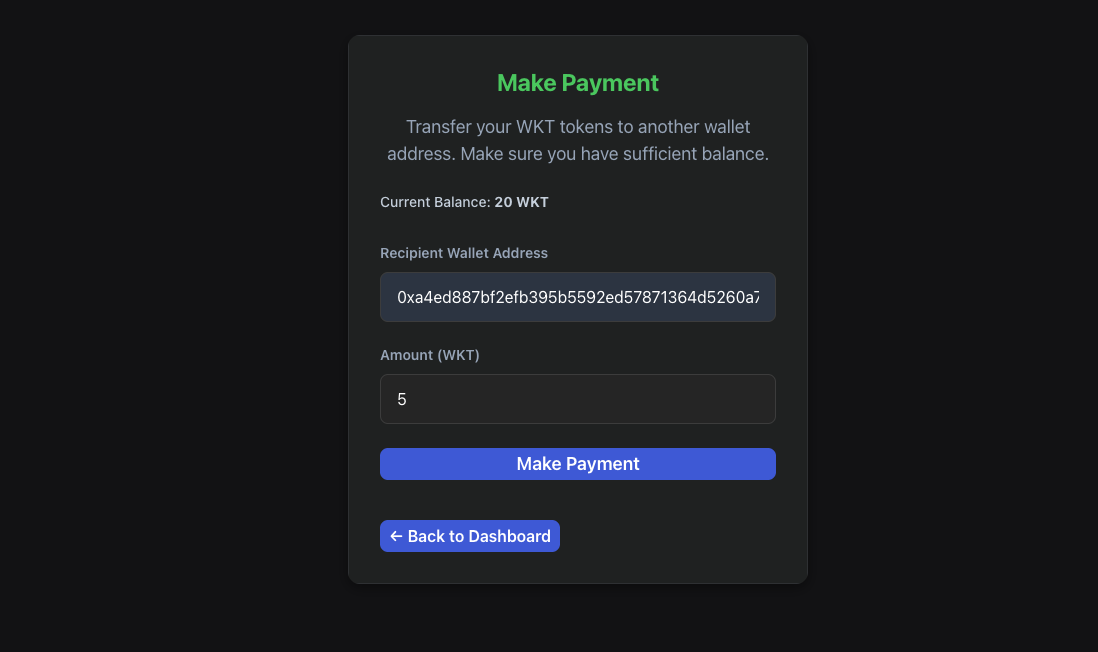 Make Payment Interface