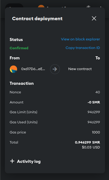 'View on block explorer